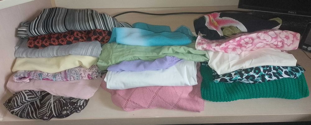 paczka ubrań damskich bluzki, spodnie, sukienki X/XL