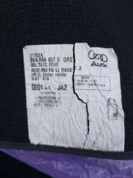 Dywaniki welurowe ORYGINAŁ do samochodu AUDI  A3