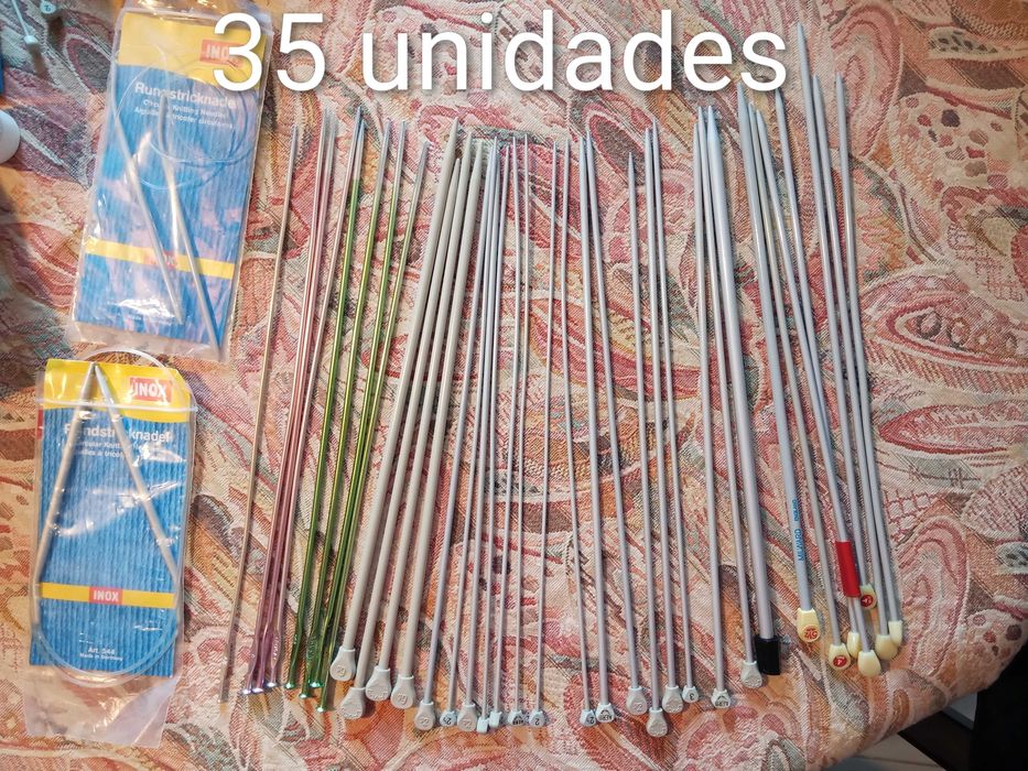 Lote 35 agulhas de tricô e croché