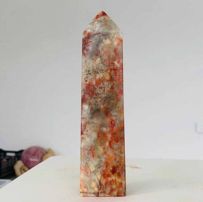 Obelisco cristal grande de ágata e quartz de Moçambique