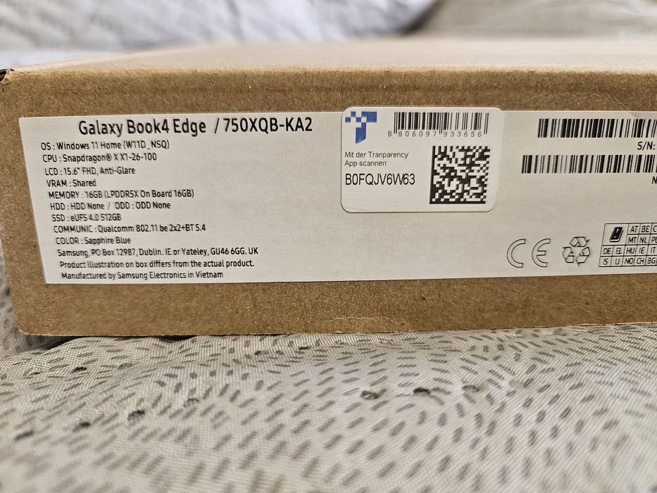 Laptop Samsung Galaxy Book4 Edge 750XQB-KA2 win11  16GB RAM / 512GB SSD nowy notebook
