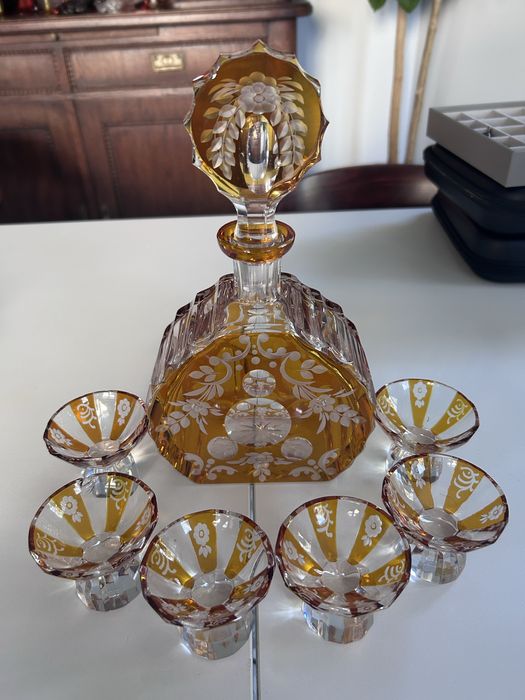 Karafka z 6 kieliszkami Huta Józefina