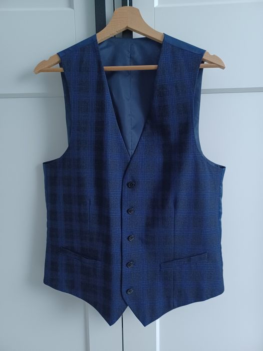 Kamizelka męska granatowa krata EUR 50 elegancka C&A