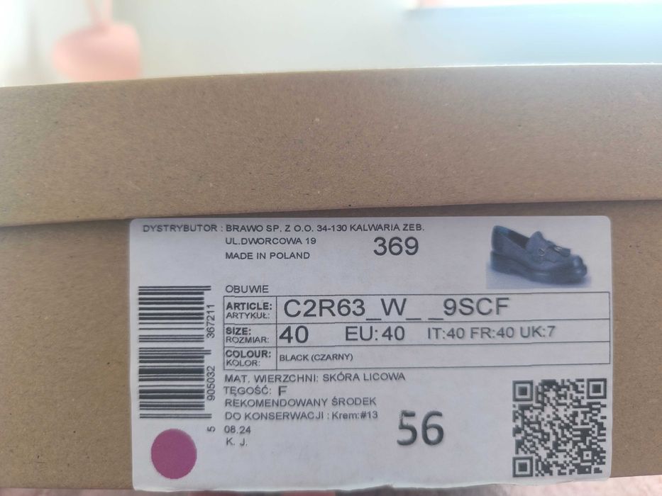 Nowe czarne skórzane mokasyny Ryłko RKO