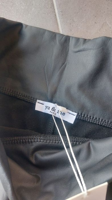 Spodnie legginsy ala skóra latex wyższy stan dopasowane M/L Nowe