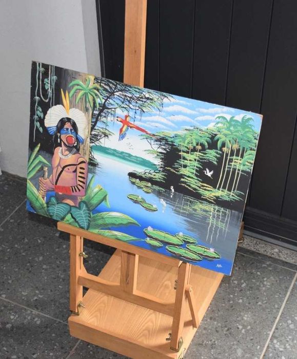 Quadro pintado pelos índios da Amazónia brasileira (assinado pelo autor)