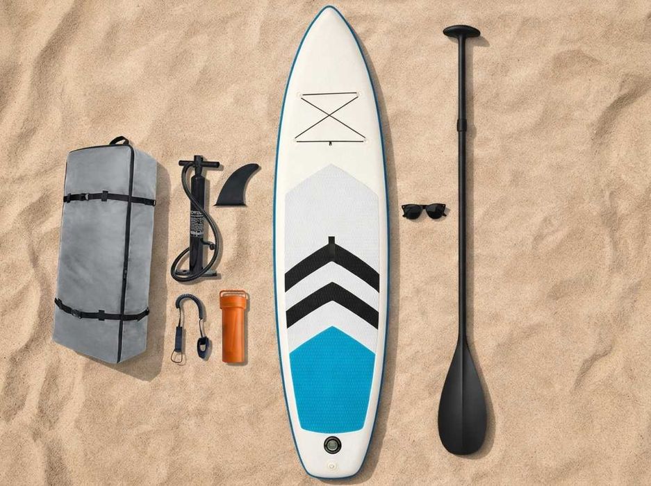 Deska SUP do Pływania Pompowana 305cm jedno osobowa dla początkujących | Stabilna | Zestaw Akcesoria 3Finy | Stand Up Paddle Board NOWA | FV23%