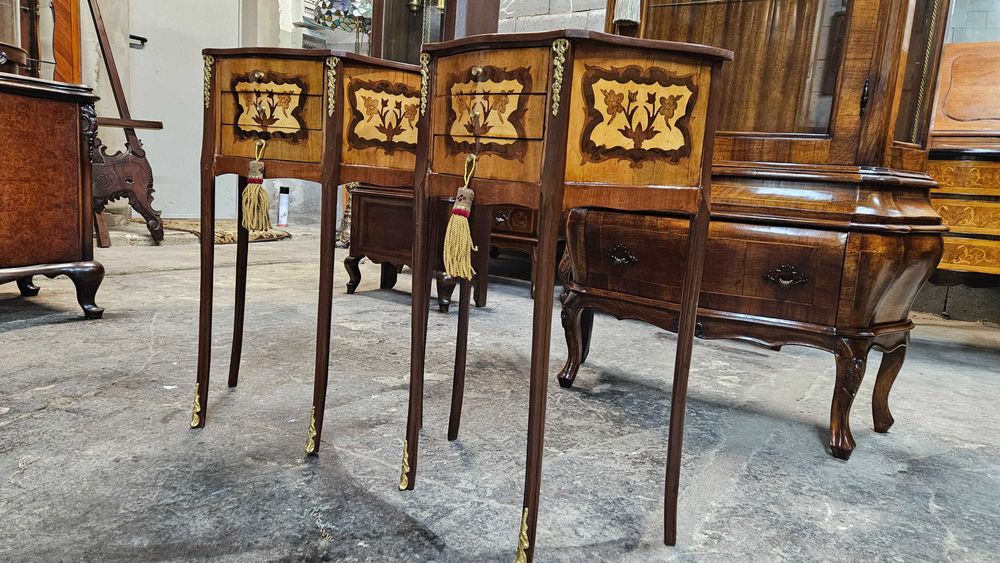 Piękna Szafka Komplet Intarsja Ciekawa forma Aukcja 2 szt .