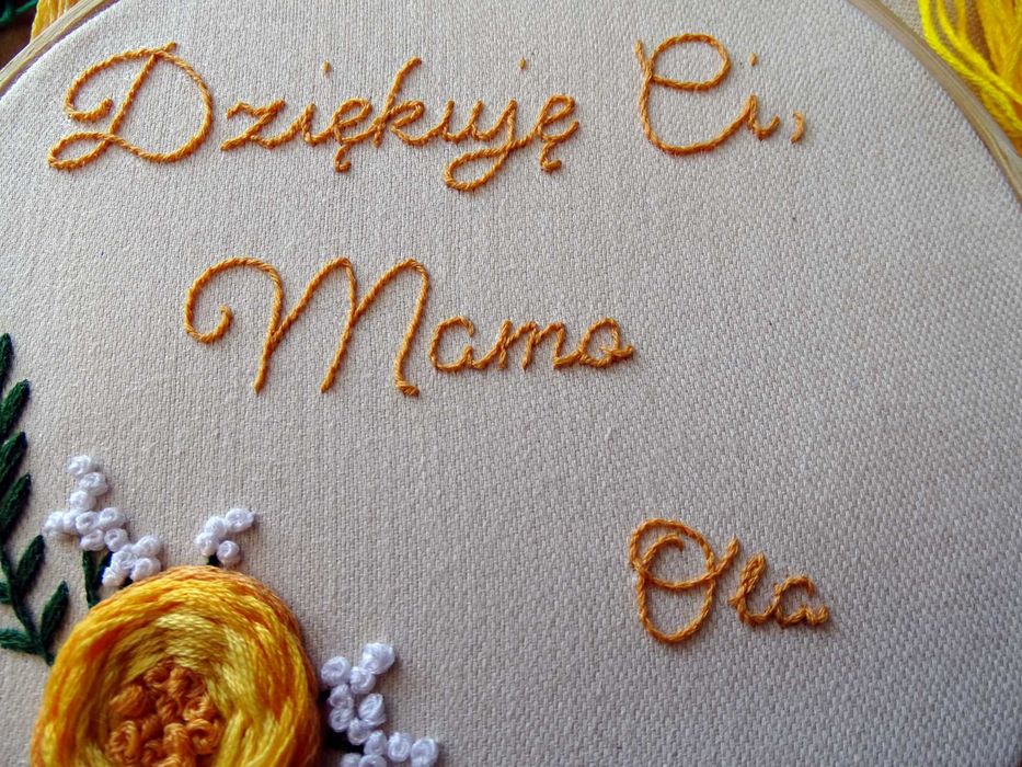 Ręczny haft róża. Podziękowanie Rodzice Dziadki Ślub Urodziny Rocznica