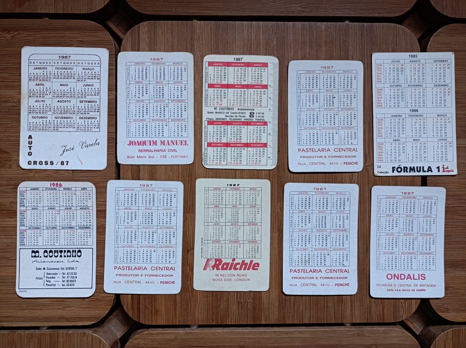 Lote de 10 calendários * Rali * Desporto Automóvel * 1985/1986/1987