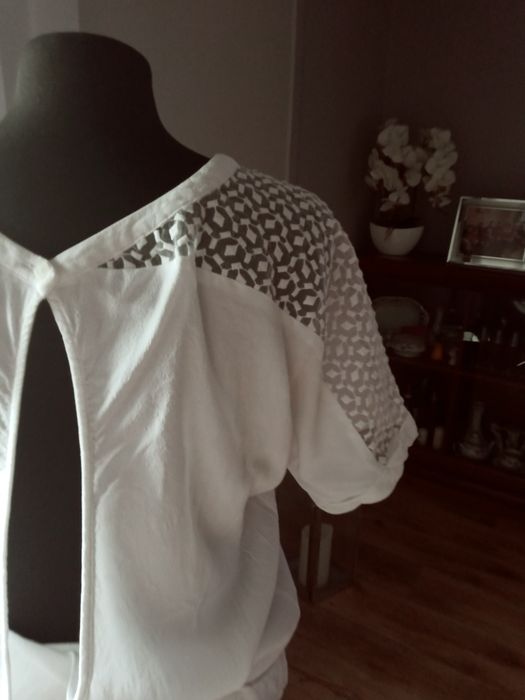 Bluzka biala lato 36 38 luzna bawelna