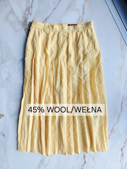 Gardeur spódnica wełniana wełna długa maxi żółta cytrynowa plisowana 44 XXL