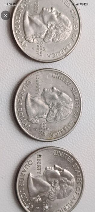Монети четвертак 3 шт