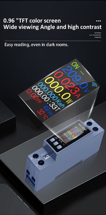 Розумне реле WiFi 40А з енергомонітором та захистом DIN-рейка