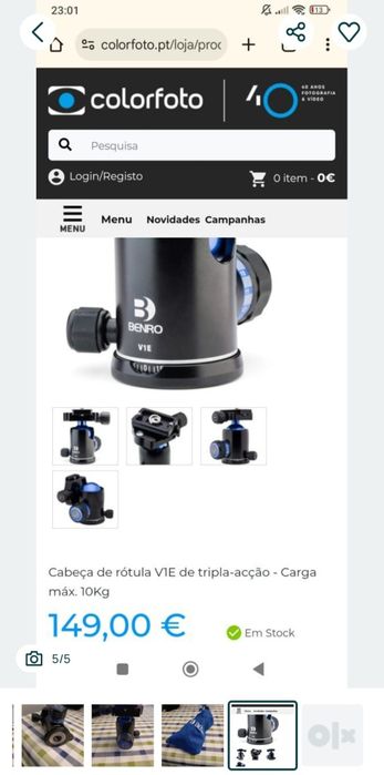 Cabeça para tripé de fotografia e vídeo - Benro Ball Head V1E