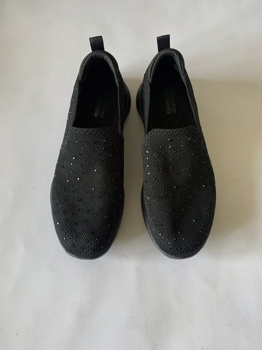 Мокасини skechers ultra go р.39 чорні зі стразами кросівки тапочки балетки туфлі жіночі
