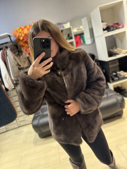 Норкова шуба люкс якість колір капучино