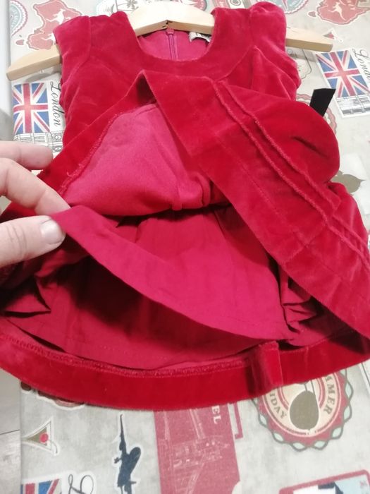 Vestido  aveludado, Talitex, 6 meses.