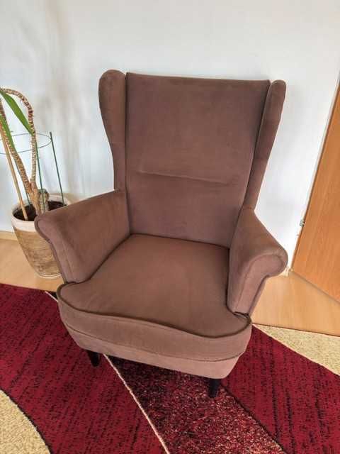 Fotel uszak brązowy