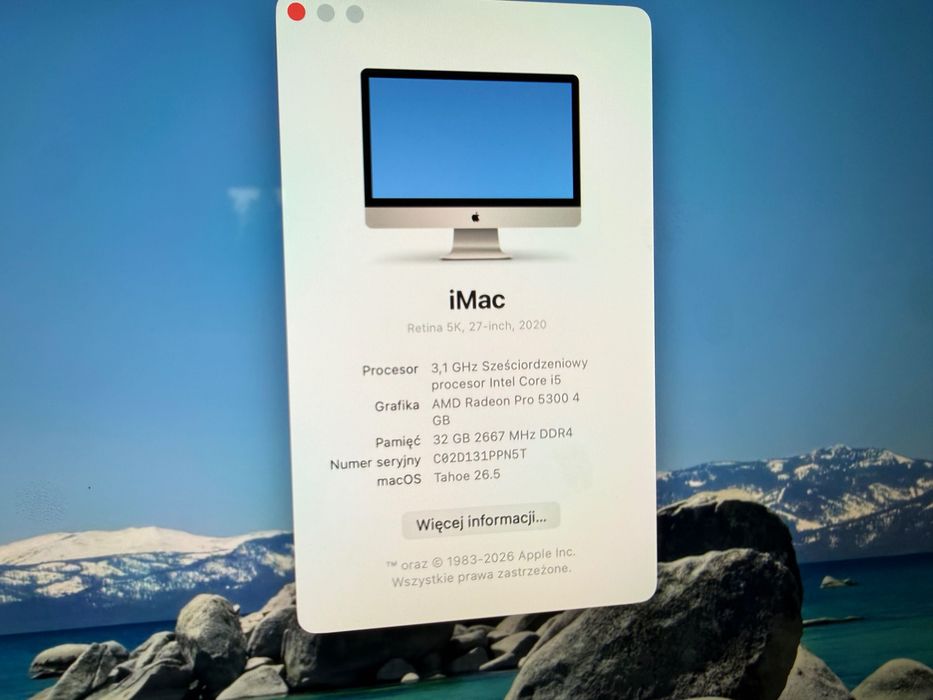 Apple iMac 27 Retina 5k 2020 i5 32GB RAM 256GB SSD