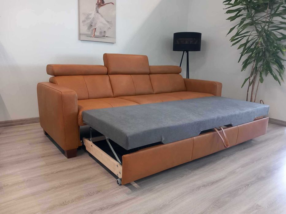 Kanapa Arturro z f-cją spania, skóra naturalna, PRODUCENT !!!