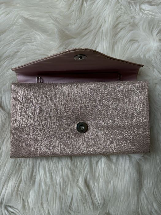 Zestaw torebka kopertówka i szal do sukni pudrowy róż ze srebrną nicią