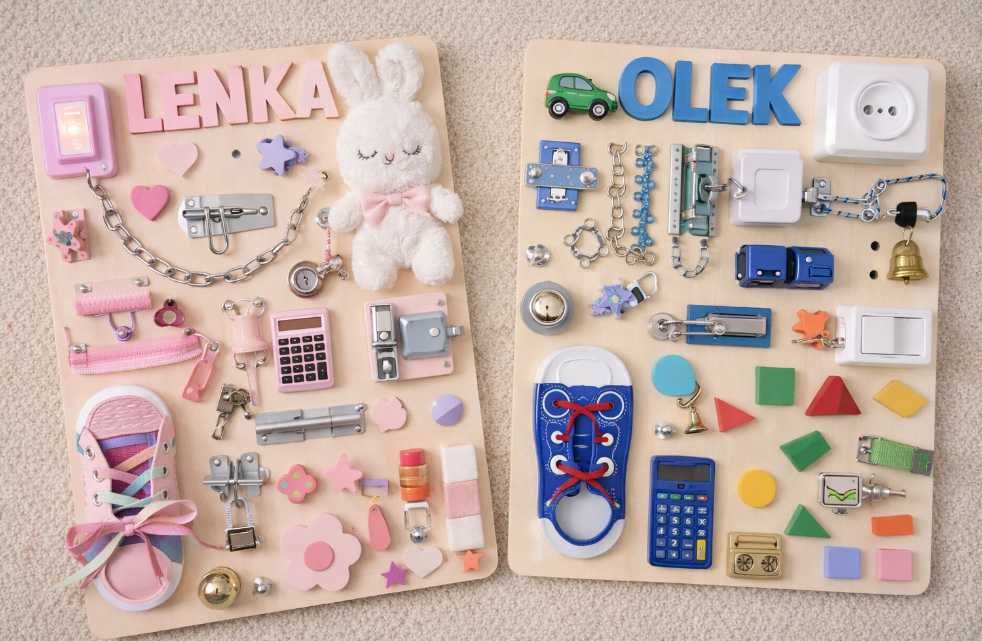 Ręcznie robione tablice sensoryczne dla dzieci