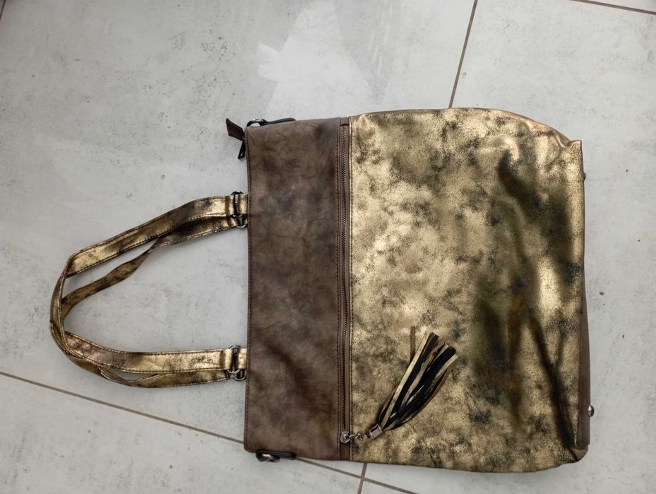 Torebka duża brązowo złota