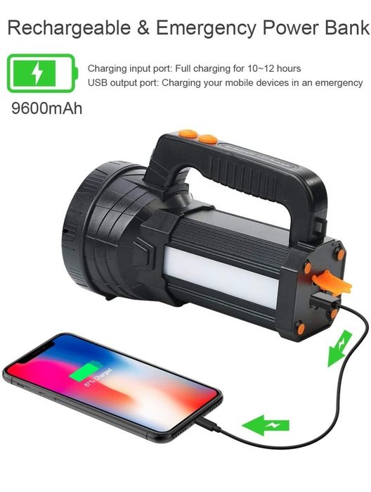 Lanterna recarregável 11.000 Lumens 800mt IPX4 Powerbank