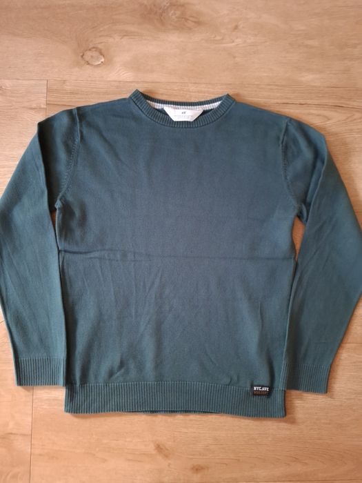 H&M 146/152 sweter zielony 100% bawełna