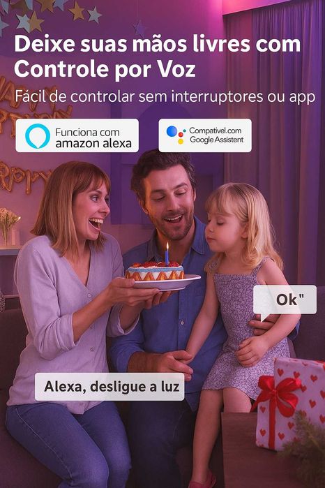 Lâmpada LED Inteligente E27 RGB – Luz Multicolor