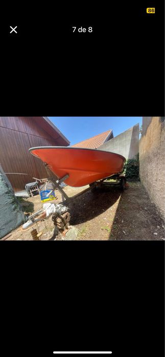 Barco Fibra 3,4m motor 8cv, atrelado