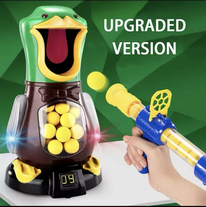 NOWA Gra dla Dzieci Prezent KACZKA STRZELA Do Celu Pistolet + KULKI 3+