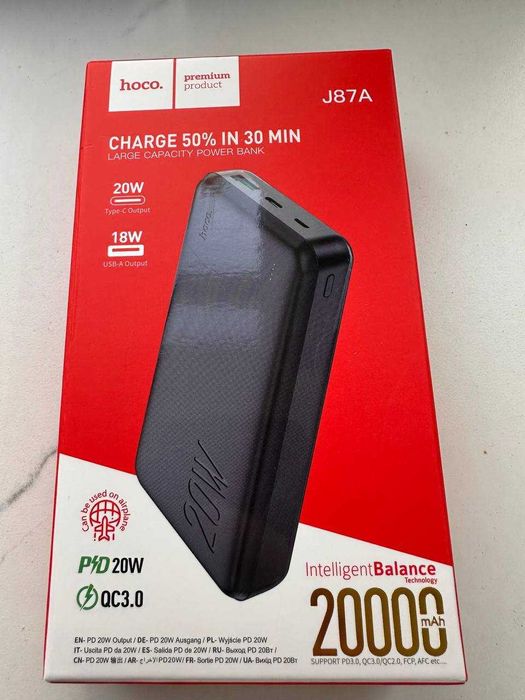 Повербанк Hoco J87A Tacker
20000mAh PD20W+QC3.0