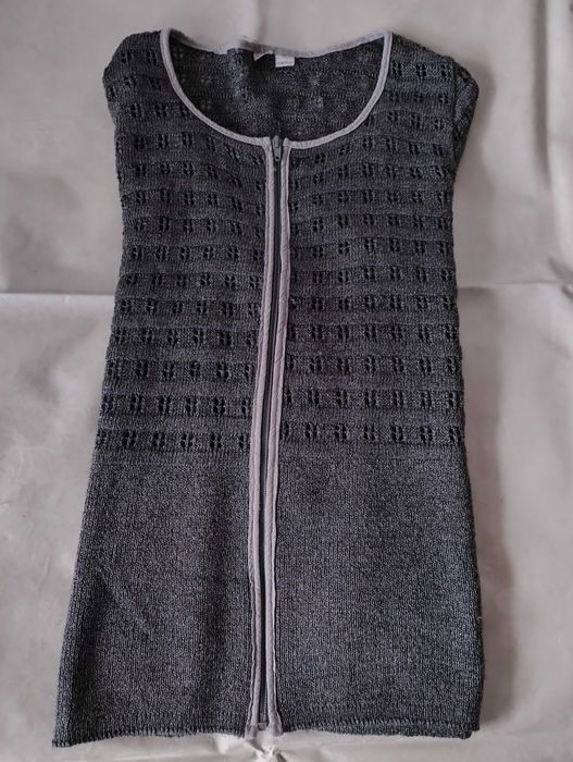 SUPER CENA Piękny sweterek XL kardigan narzutka ażurowy len + wiskoza