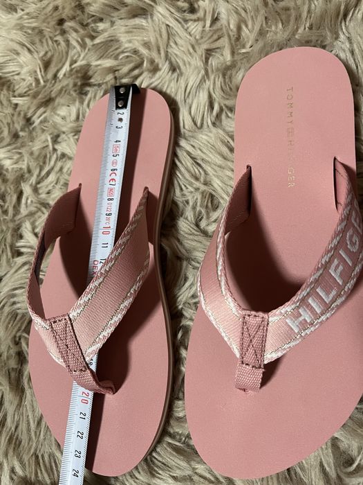 Tommy Hilfiger japonki różowe r 37 TH webbing sandal klapki z napisem