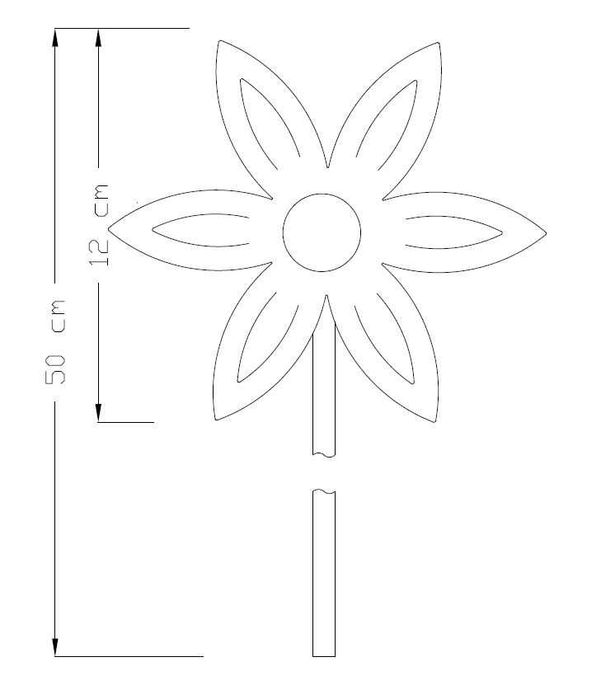 Kwiat ozdoba ogrodowa corten rdzewiona przestrzenna 3D 011
