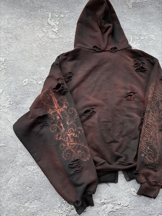 baggy thrashed “thorns sharper than steel” zip-hoodie sk8 y2k opium