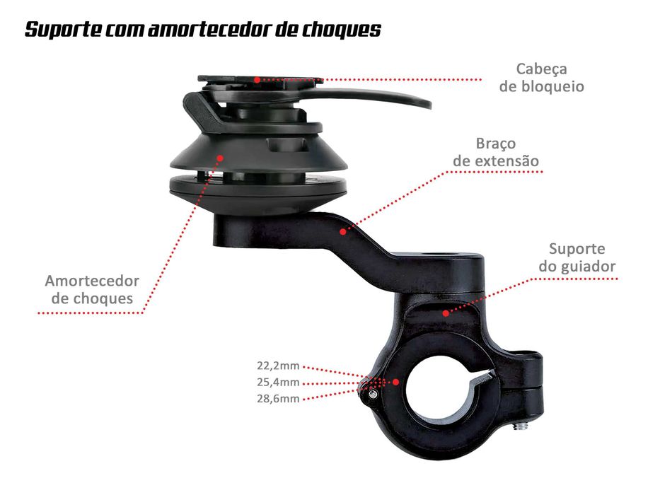Suporte telemóvel género Quad Lock com amortecedor para moto/bicicleta