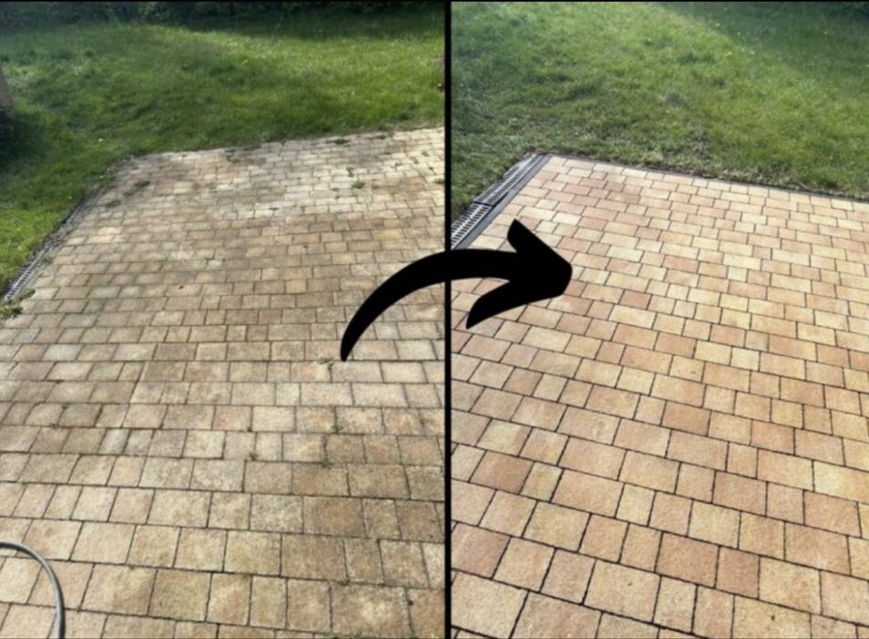 Mycie kostki brukowej -płotów betonowych