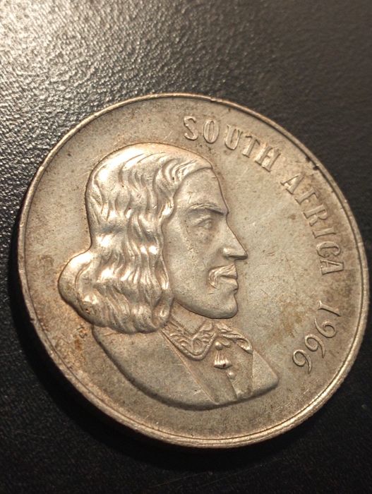 1 Rand - Jan van Riebeeck -egenda inglesa - Africa do Sul 1966 - Prata
