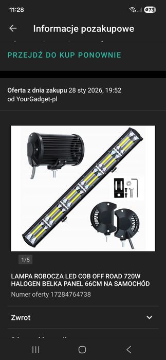 Lampa Robocza led  Off road  720W Halogen Belka  Panel  66CM NA SAMOC