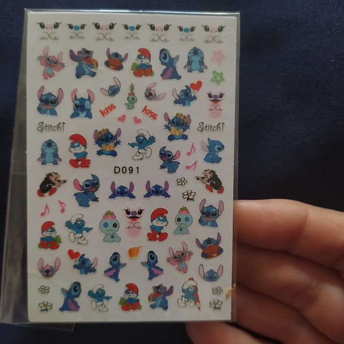 Мультяшные наклейки для ногтей. 3D слайдеры для маникюра Stitch. Стич