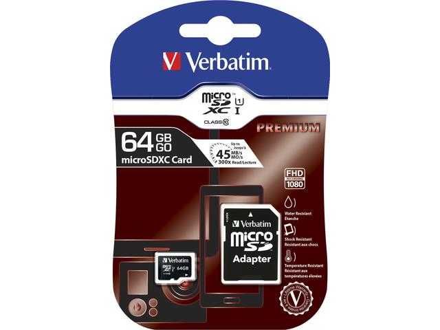 Karta pamięci MicroSDXC Verbatim 64GB Class 10 + adapter FV
