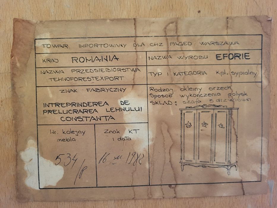PRL Toaletka, szafa, szafki nocne, pufa, komplet mebli