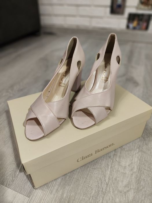 Buty na obcasie czułenka na słupku pudrowy róż 37
