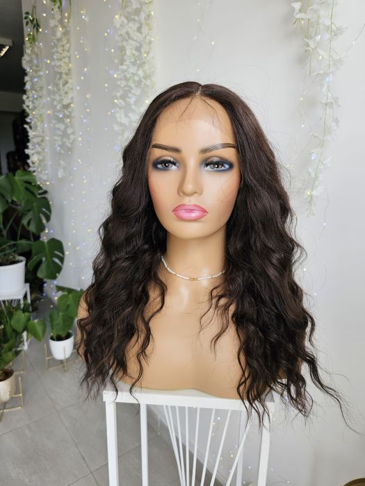 Peruka Iga naturalne fale naturlany ciemny brąz 55 cm lacefront
