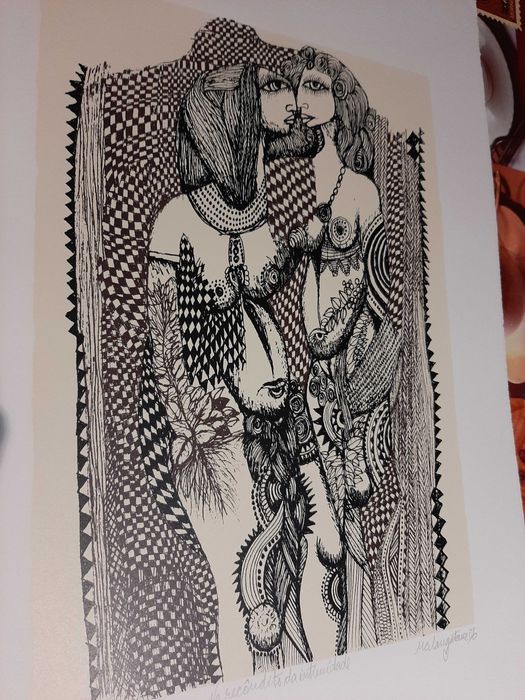 Malangatana - Excelente - Com poema e texto escrito à mão