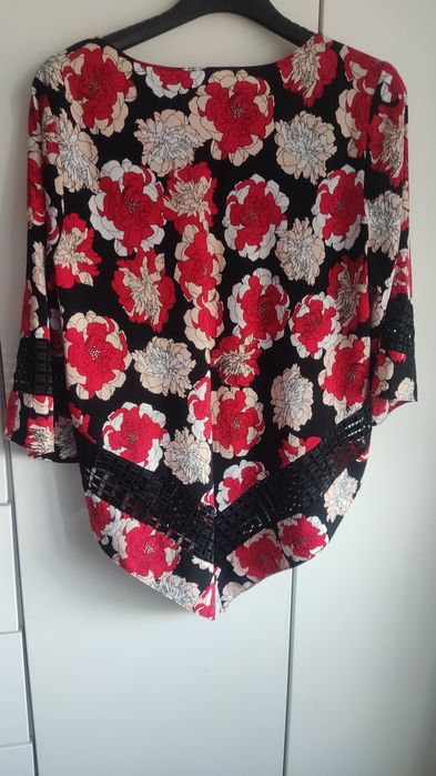 Bluzka tunika nietoperz damska w kwiatki szydełkowa Alfani