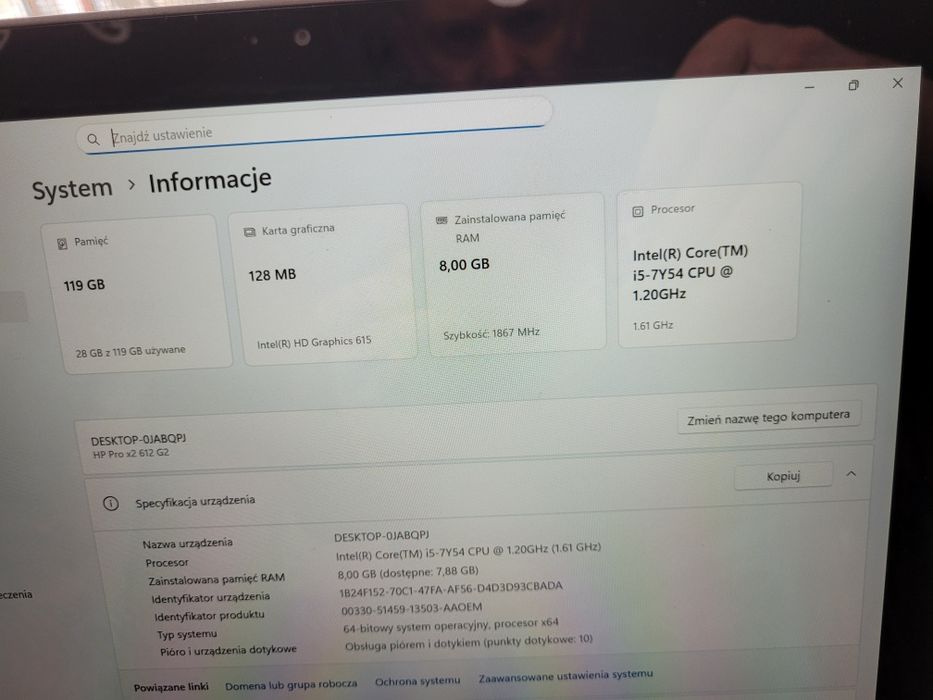 Hp pro x2 612 g2 Intel i5/ ssd/ win 11